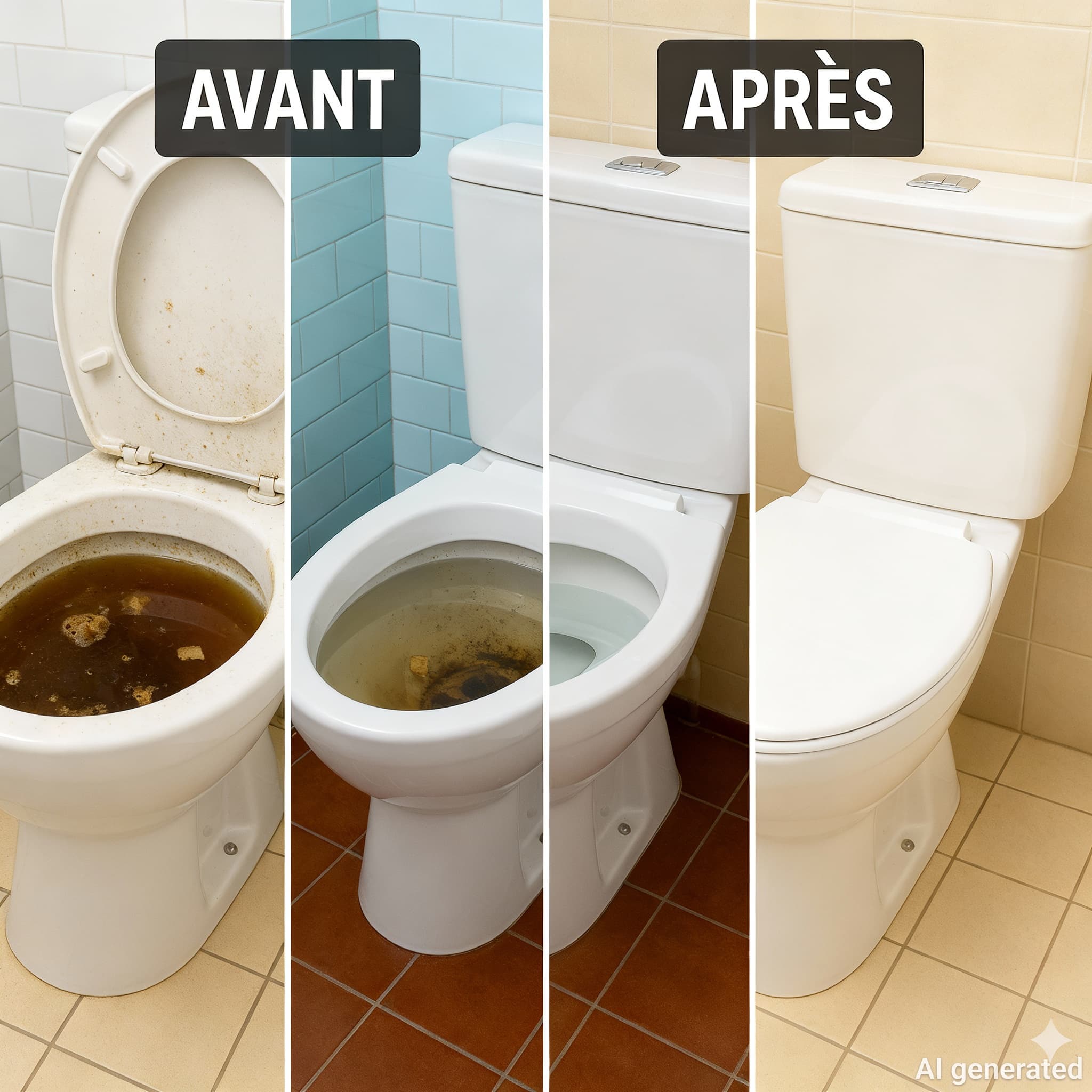 Avant après débouchage toilette Hesperange